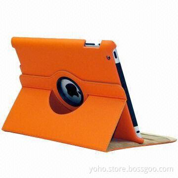 Rotating Leather Cover for New iPad and Magnetic Inside with PU Leather and Genuine Leather